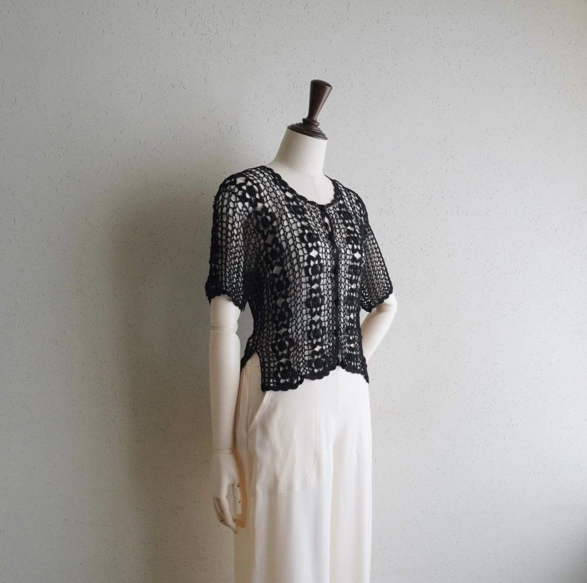 90s Black Crochet Top