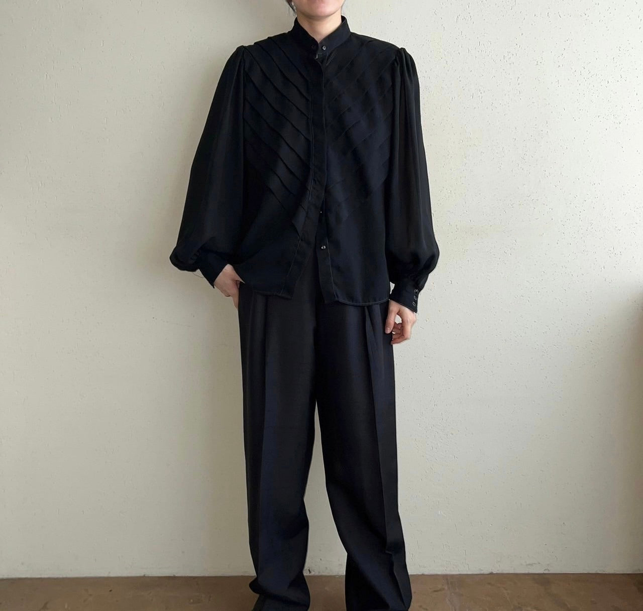 90s Pleated Design Blouse Made in USA