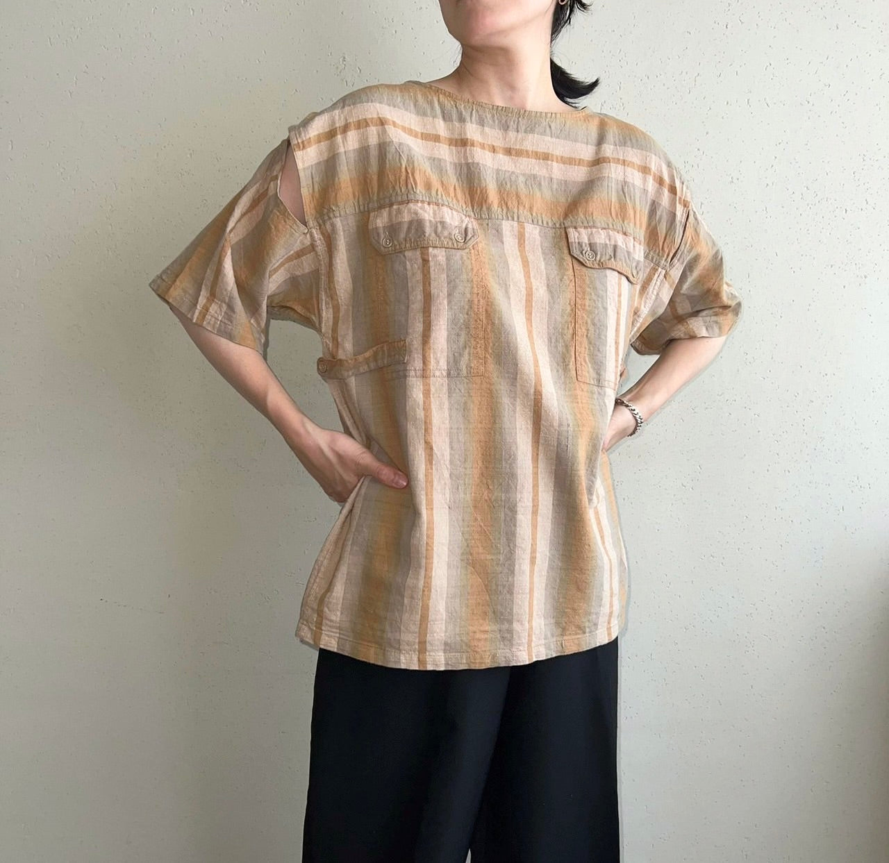 90s EURO Striped Blouse