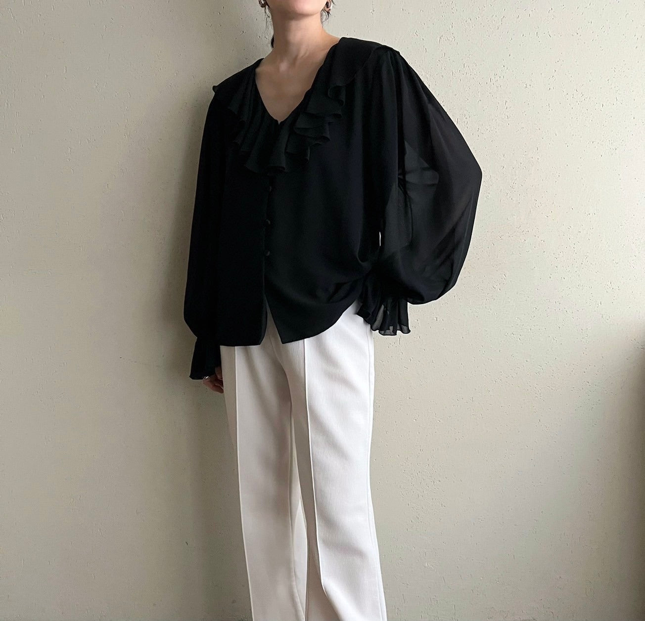 90s Ruffle Blouse Made in USA