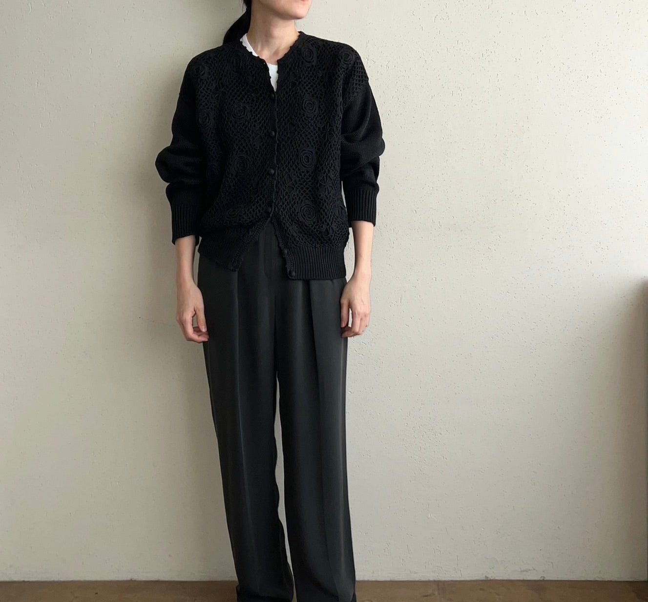90s Cotton Design Knit Cardigan