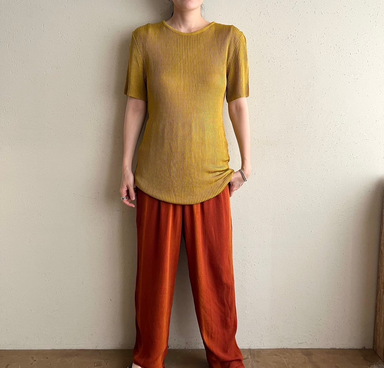 90s Ribbed Long Top Made in USA