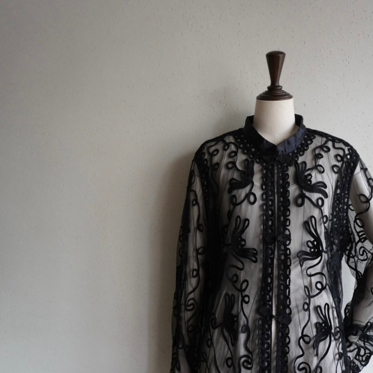 90s Black Cord Lace Blouse
