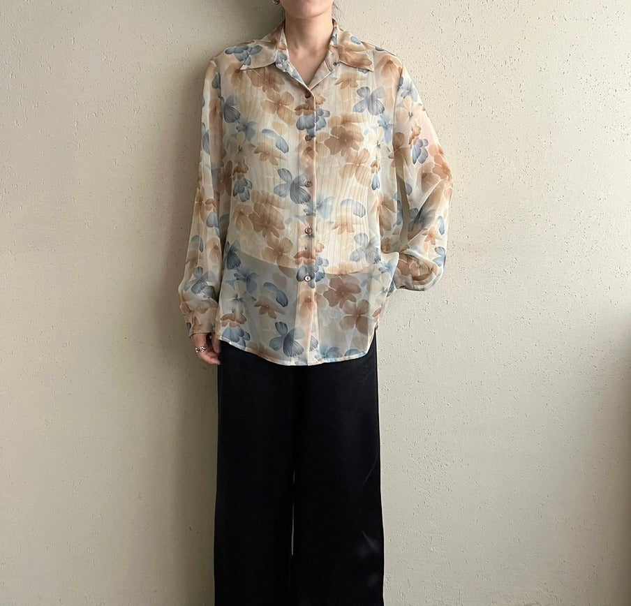 90s Printed Sheer Shirt