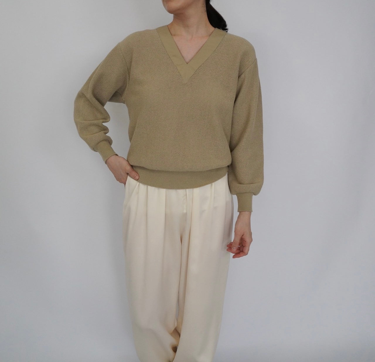 90s V neck Top Made in USA