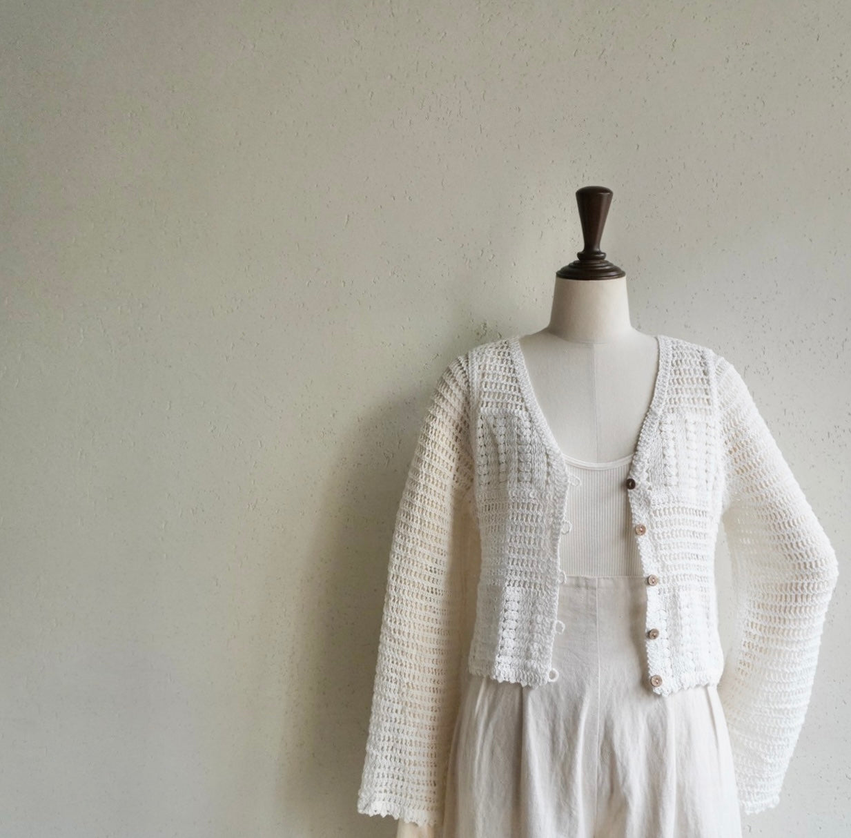 90s White Crochet Cardigan