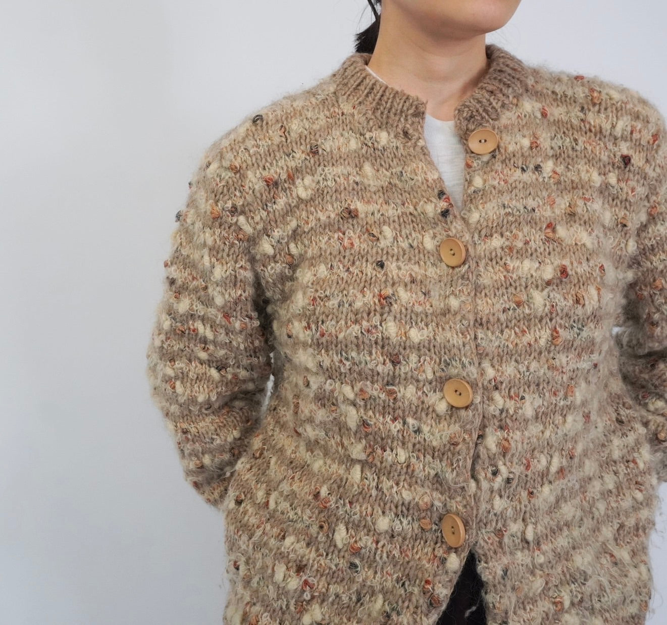80s Mix Knit Cardigan Made in Italy