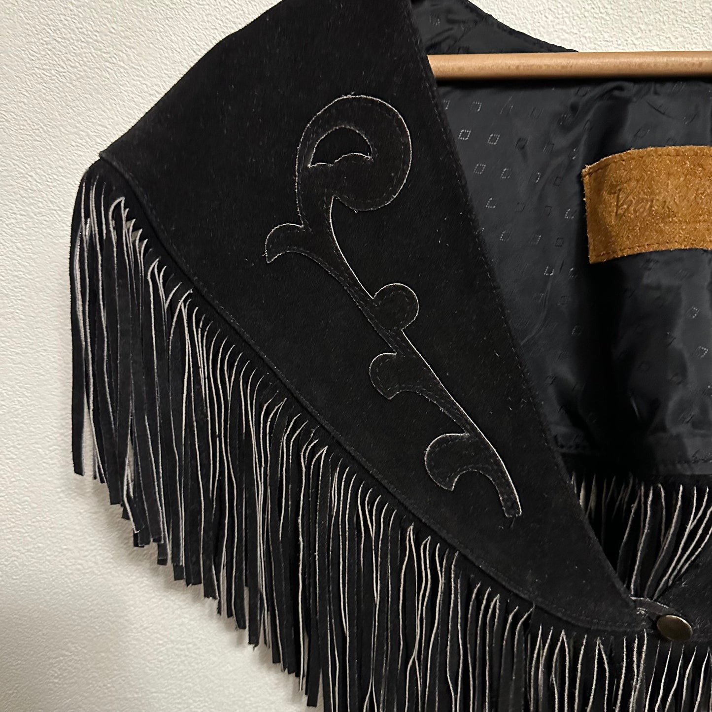 90s Suede Leather Fringe Collar