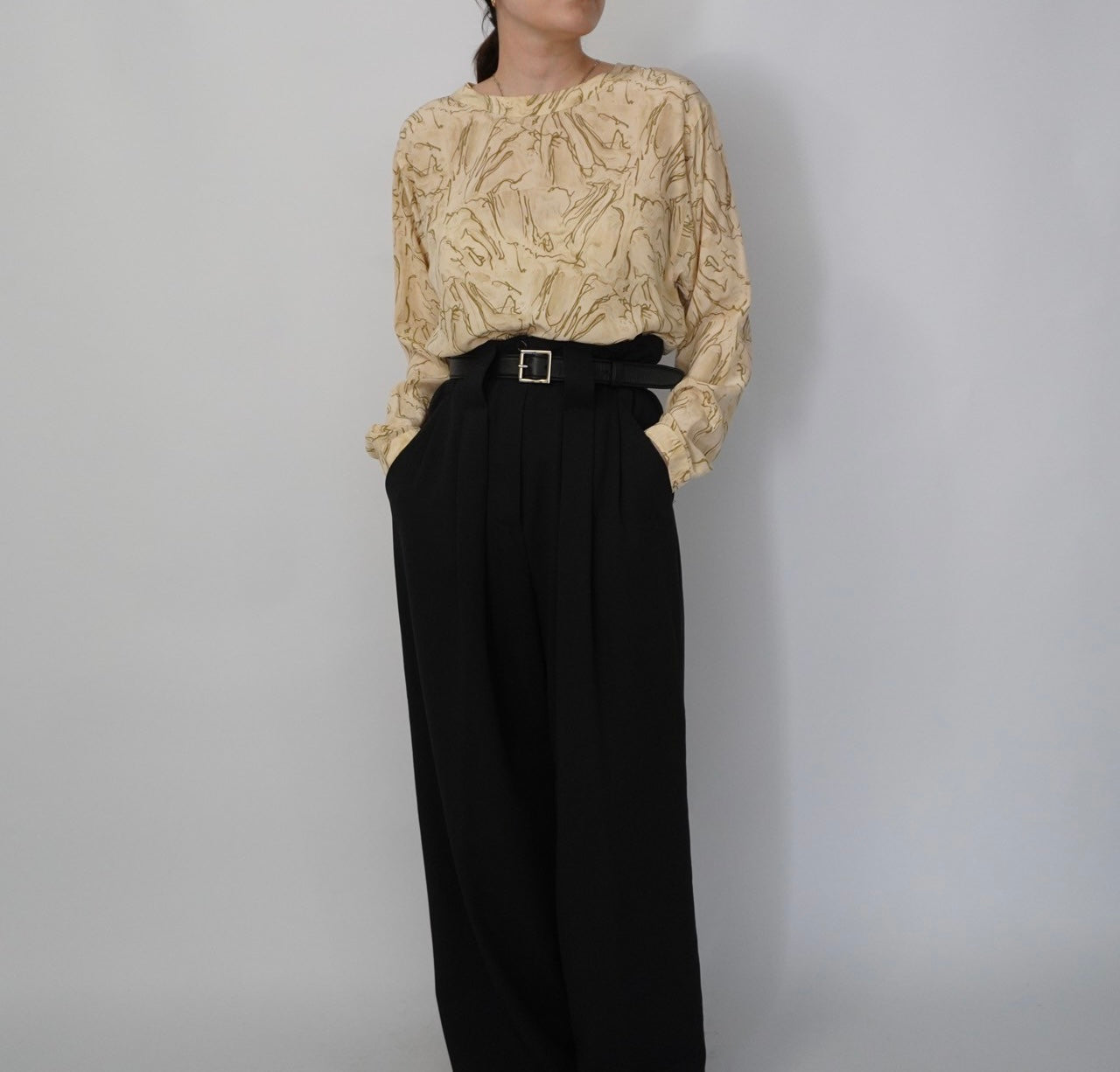 80s Silk Pattern Blouse