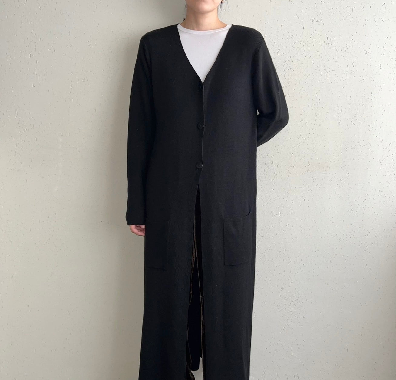 90s Black Long Cardigan