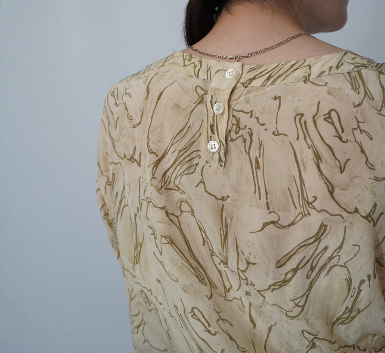 80s Silk Pattern Blouse