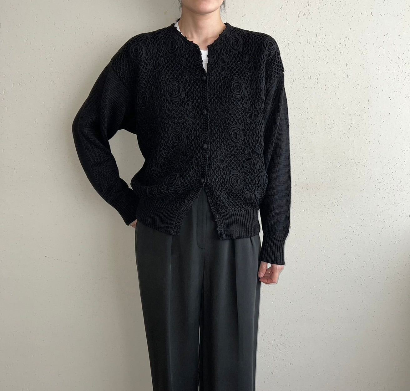 90s Cotton Design Knit Cardigan