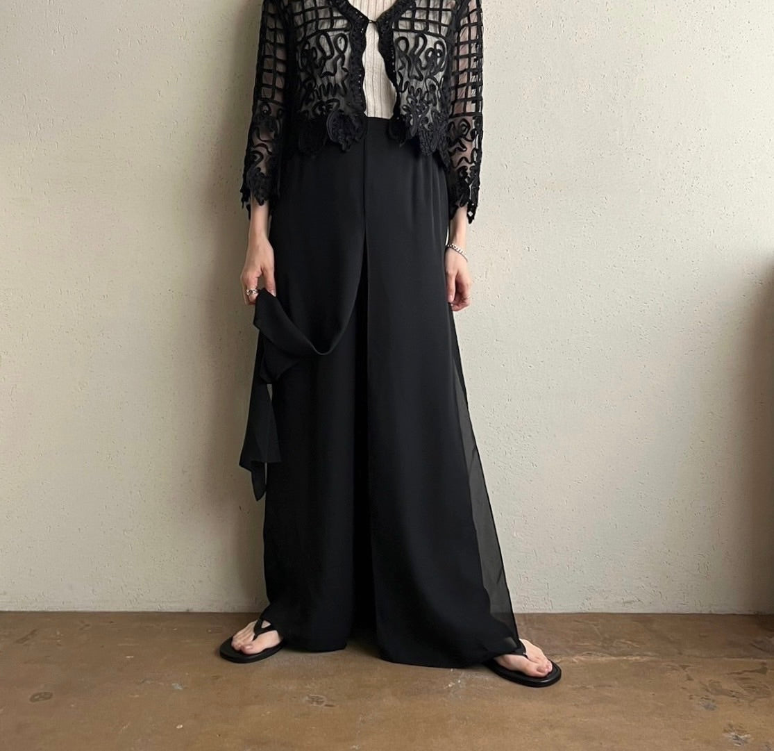 90s Slit Design Wide Pants
