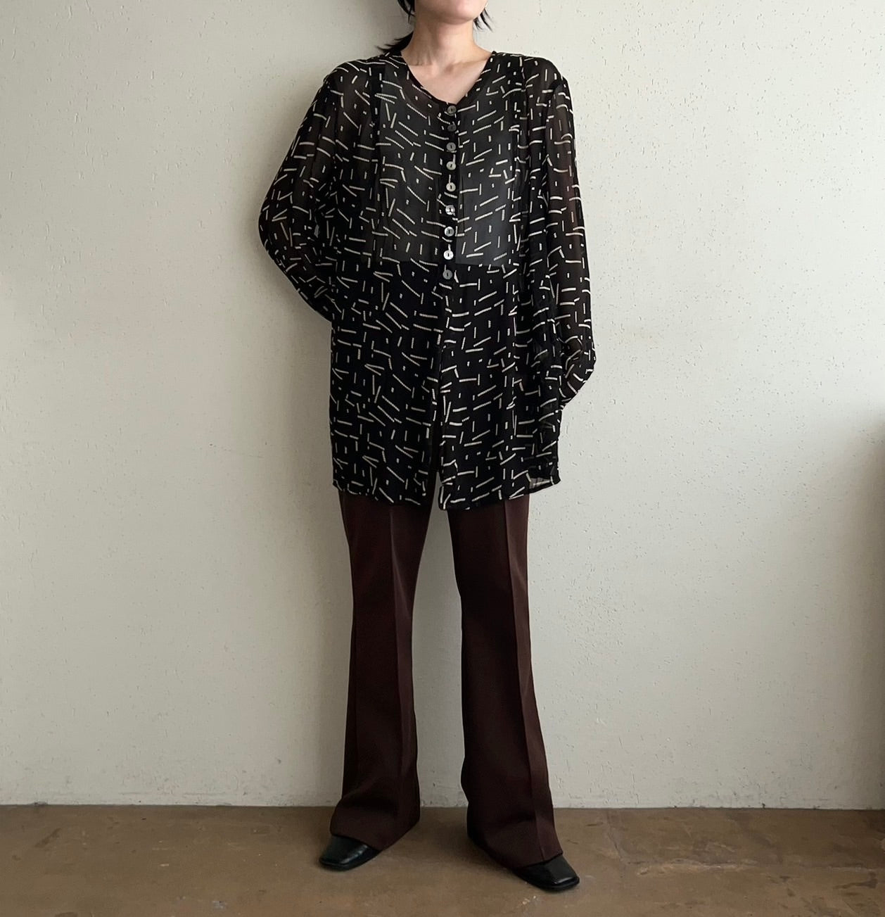 90s EURO Sheer Printed Shirt Dead Stock