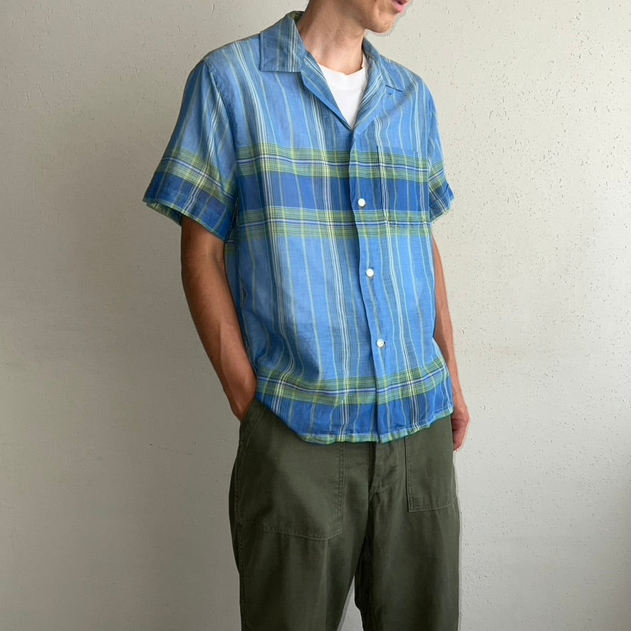 60s Blue Plaid Box Shirt