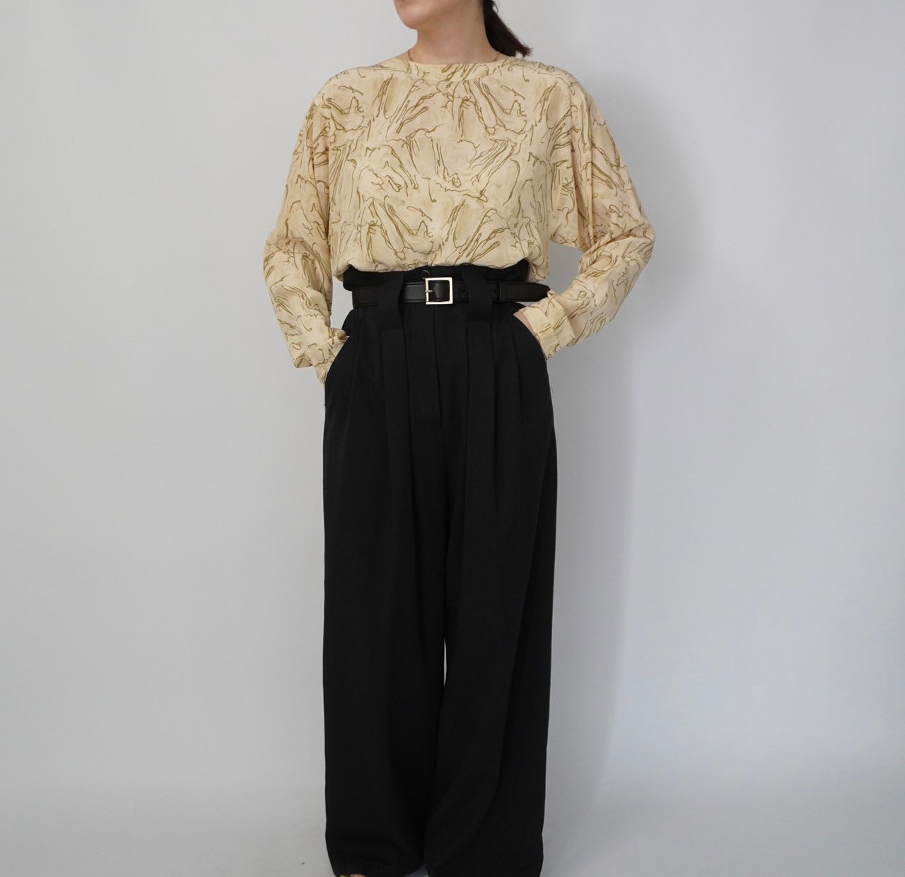 80s Silk Pattern Blouse