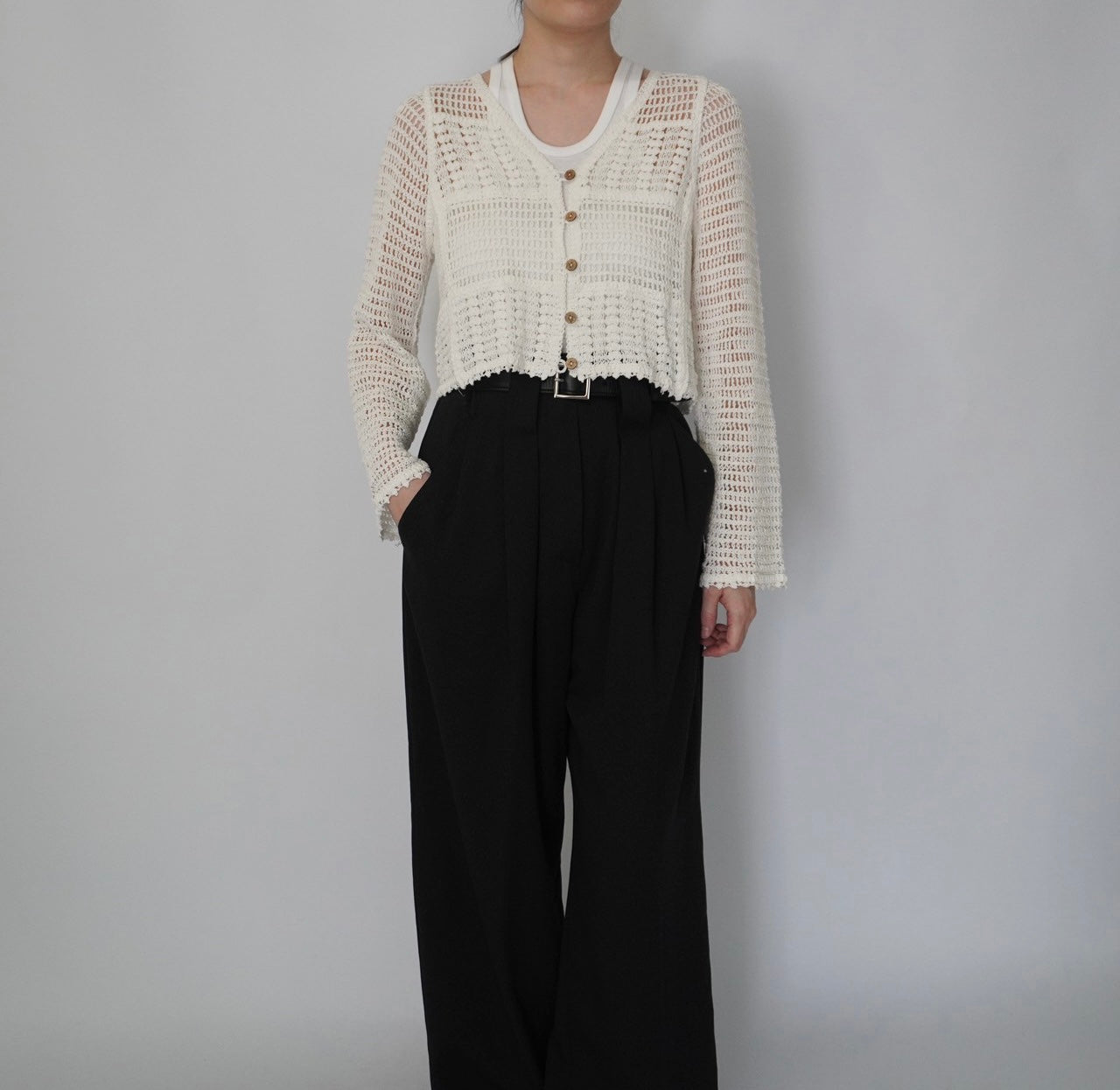 90s White Crochet Cardigan