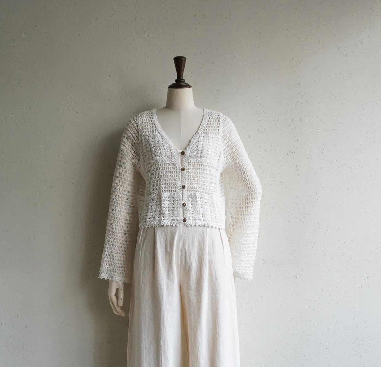 90s White Crochet Cardigan