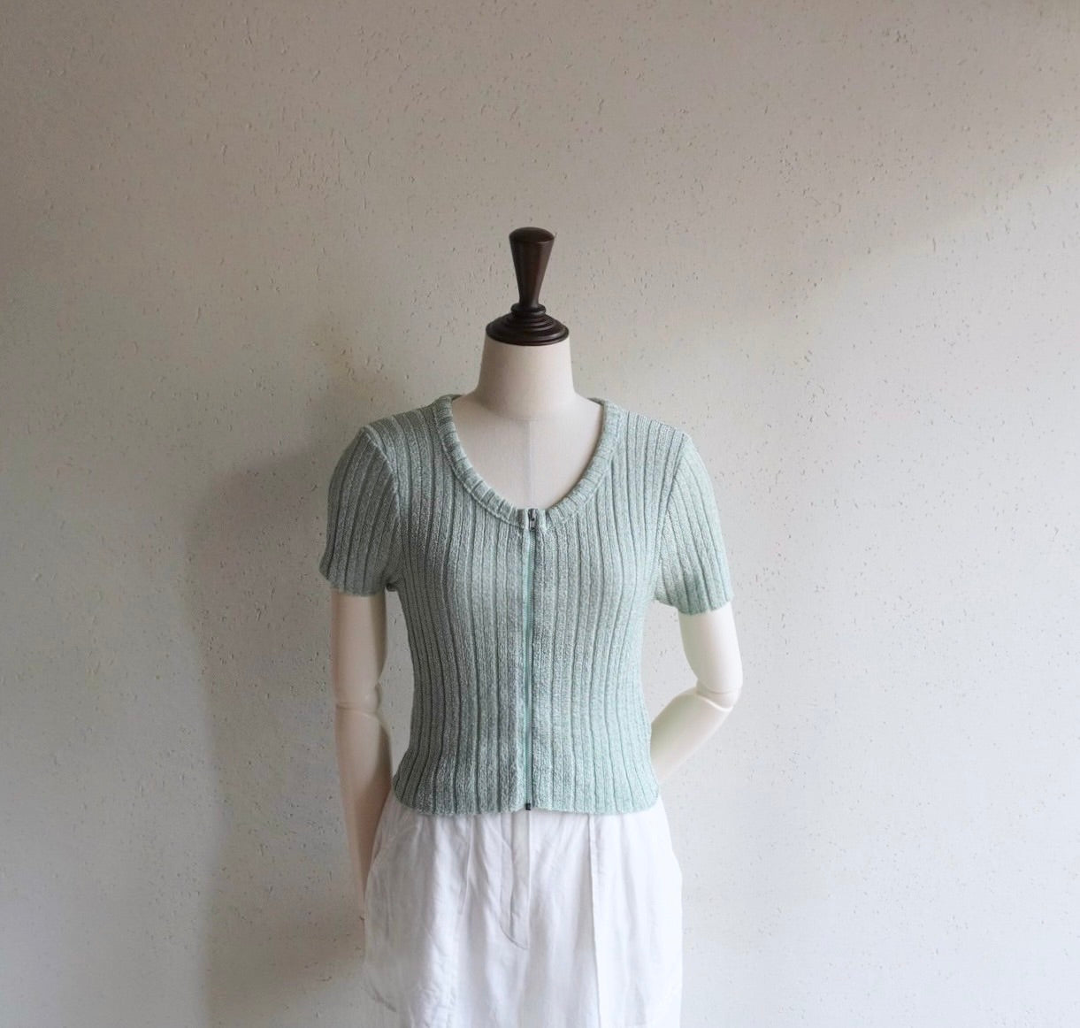 80s Ribbed Zip Top