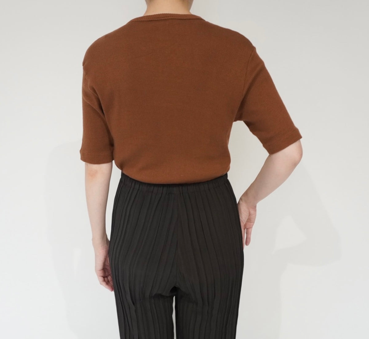 90s Zip Ribbed Top Made in USA