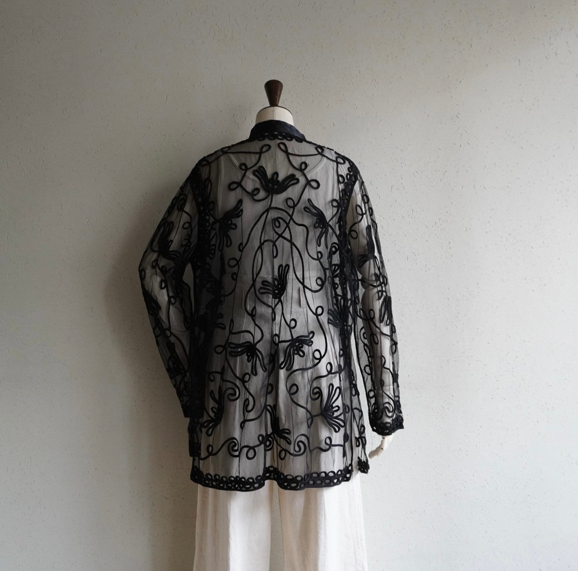 90s Black Cord Lace Blouse