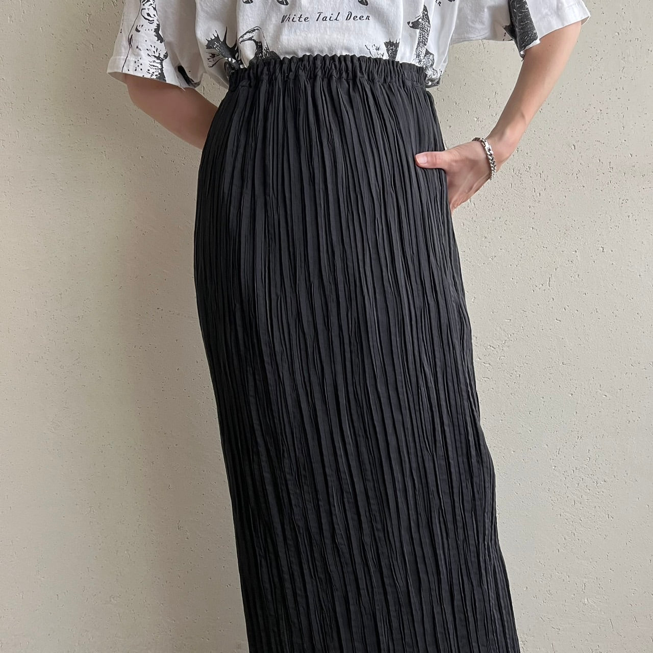 90s EURO Black Pleated Skirt