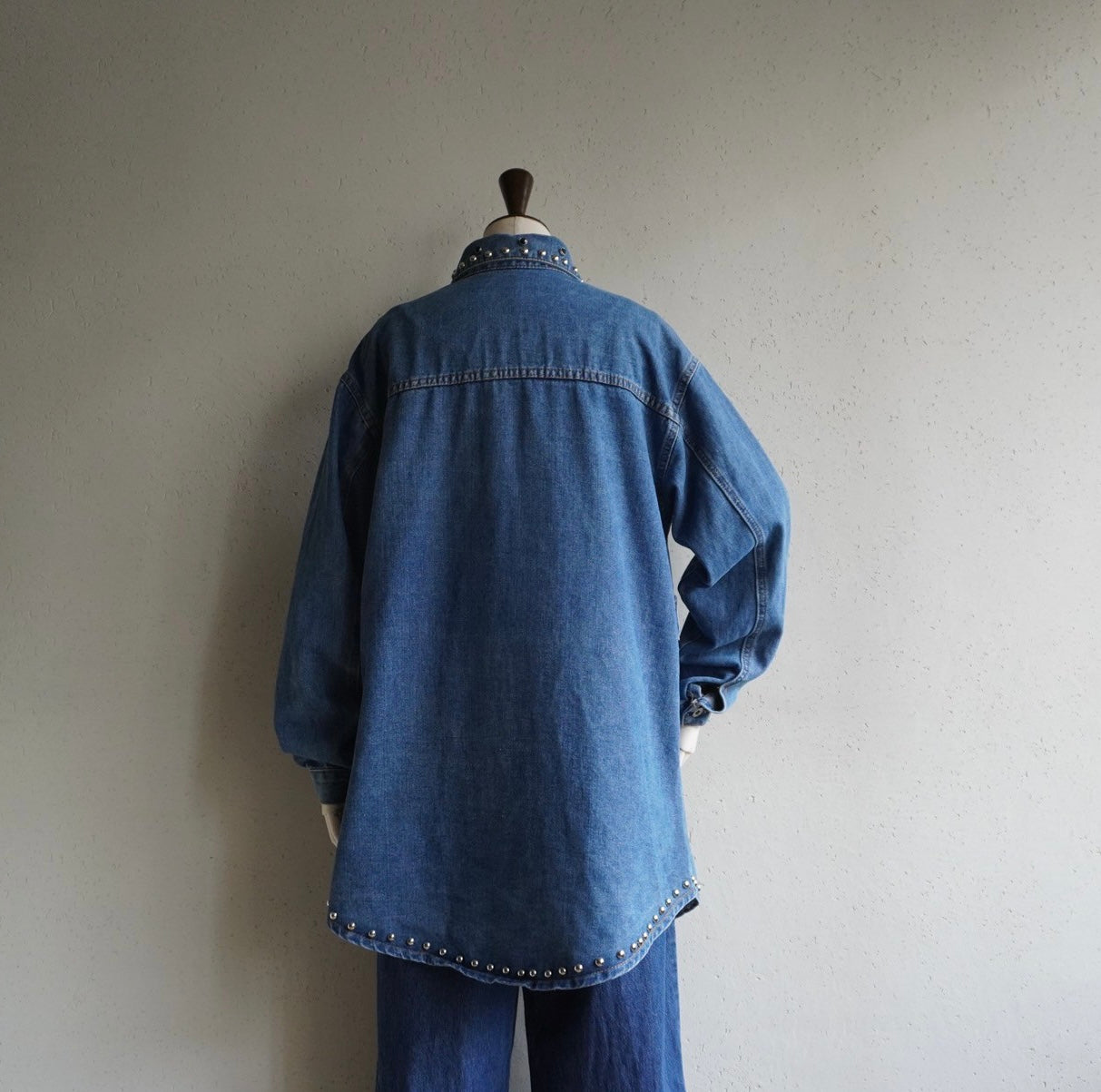 90s EURO Studs Design Denim Jacket,Shirt