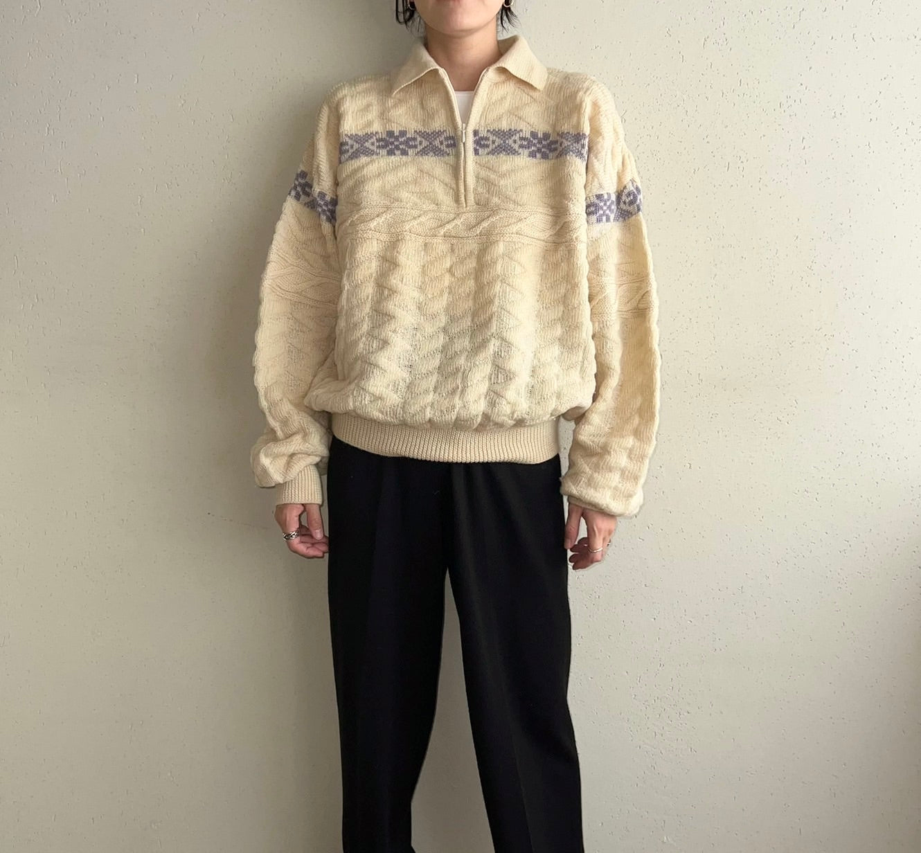 80s Zipped Wool Knit Made in Italy
