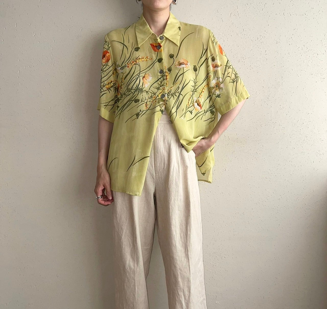 90s EURO Printed Sheer Shirt