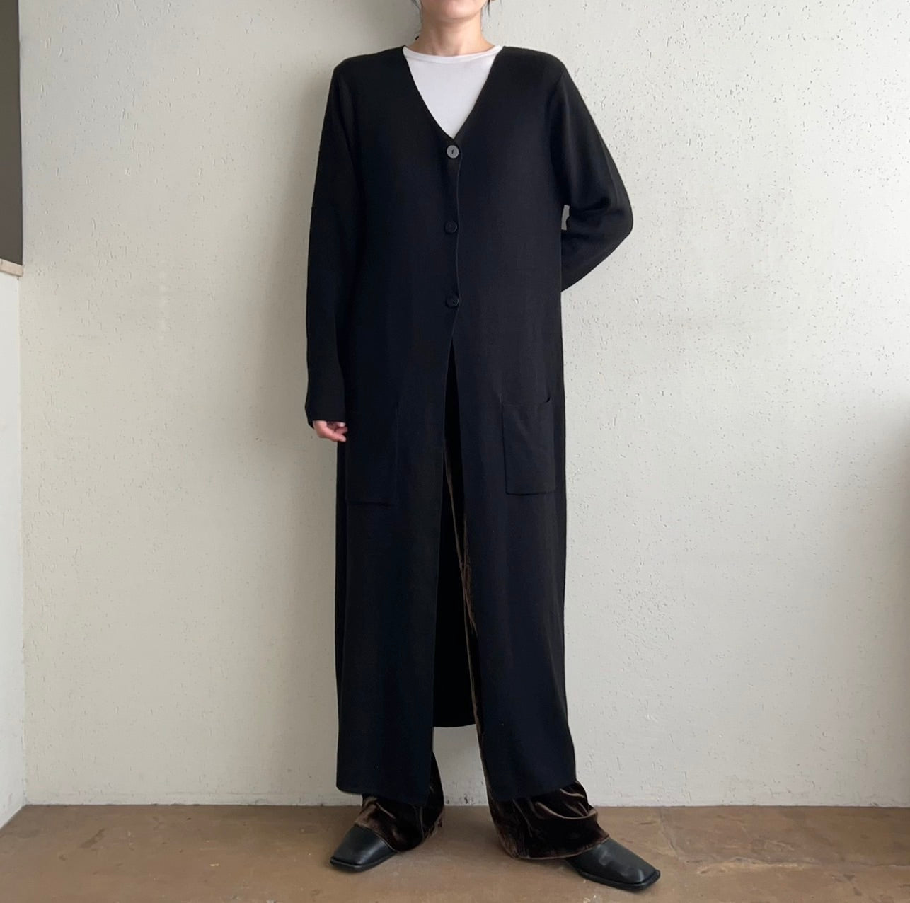 90s Black Long Cardigan