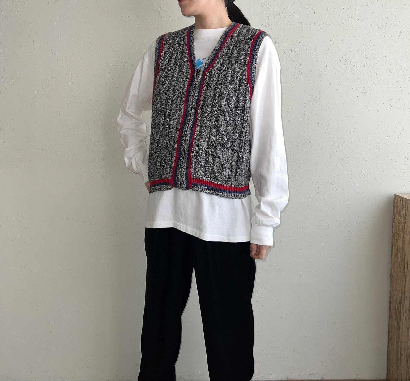 90s Zipped Cotton Knit Vest
