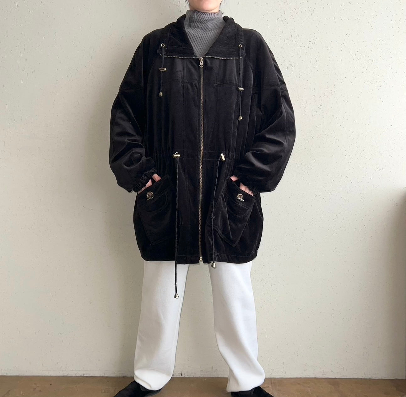 90s Black Velour Reversible Jacket