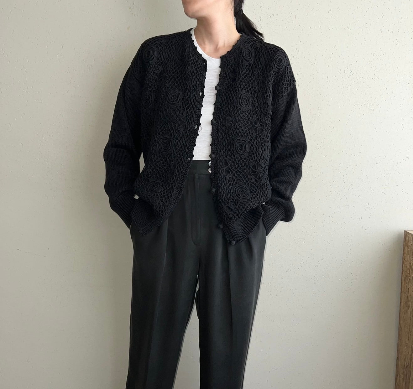 90s Cotton Design Knit Cardigan