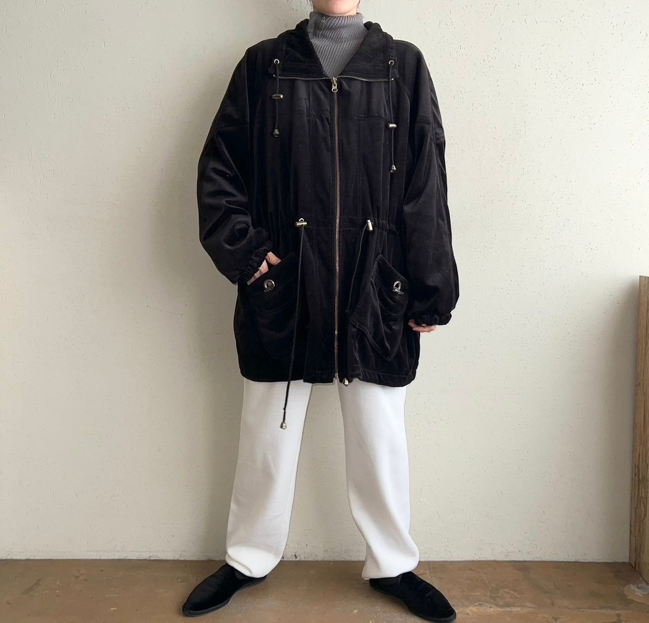 90s Black Velour Reversible Jacket