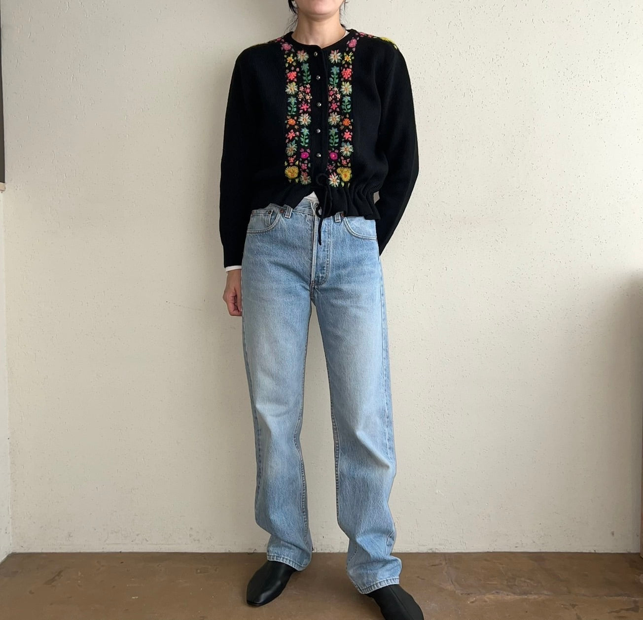 80s Embroidery Knit Cardigan