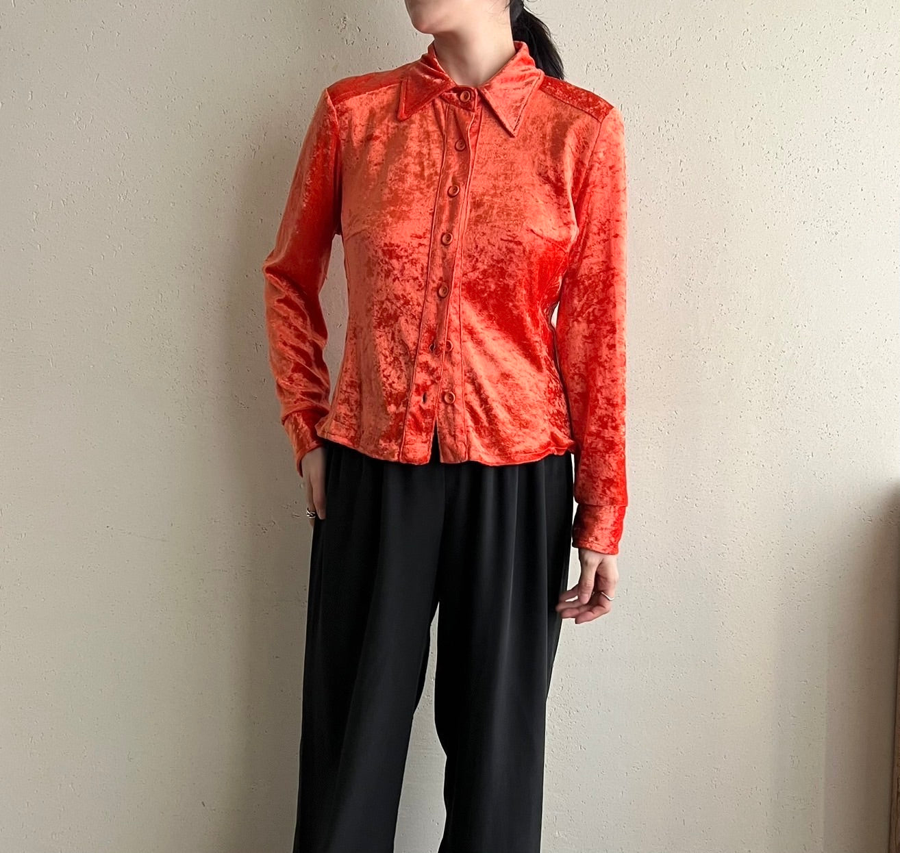 90s Velor Shirt Made in Italy