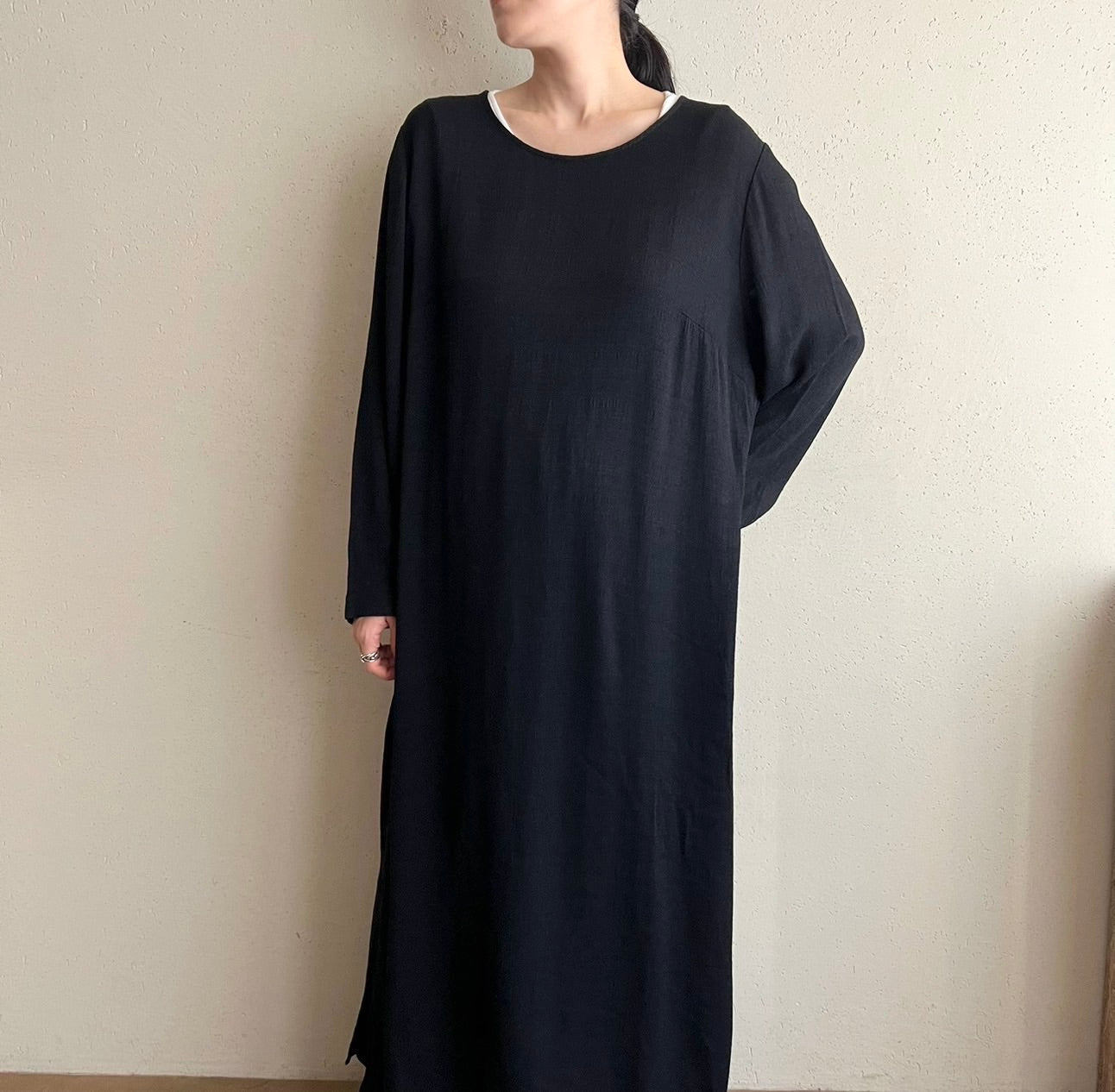 90s Rayon Black Dress Made in USA