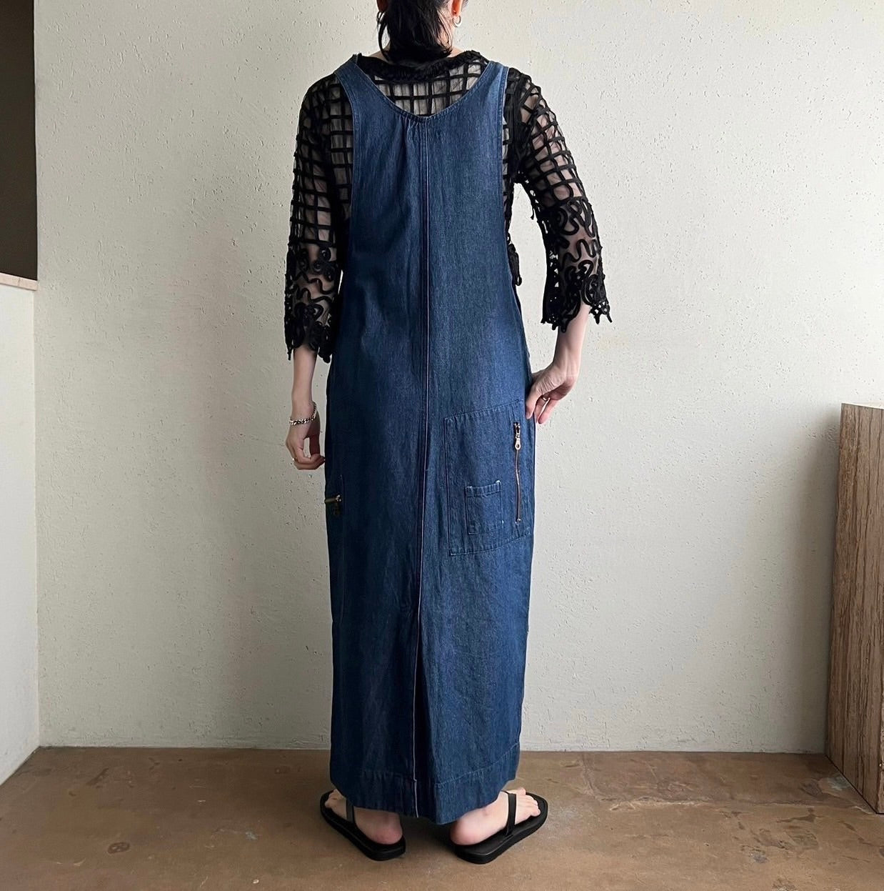 90s Denim Jumper Dress Made in USA