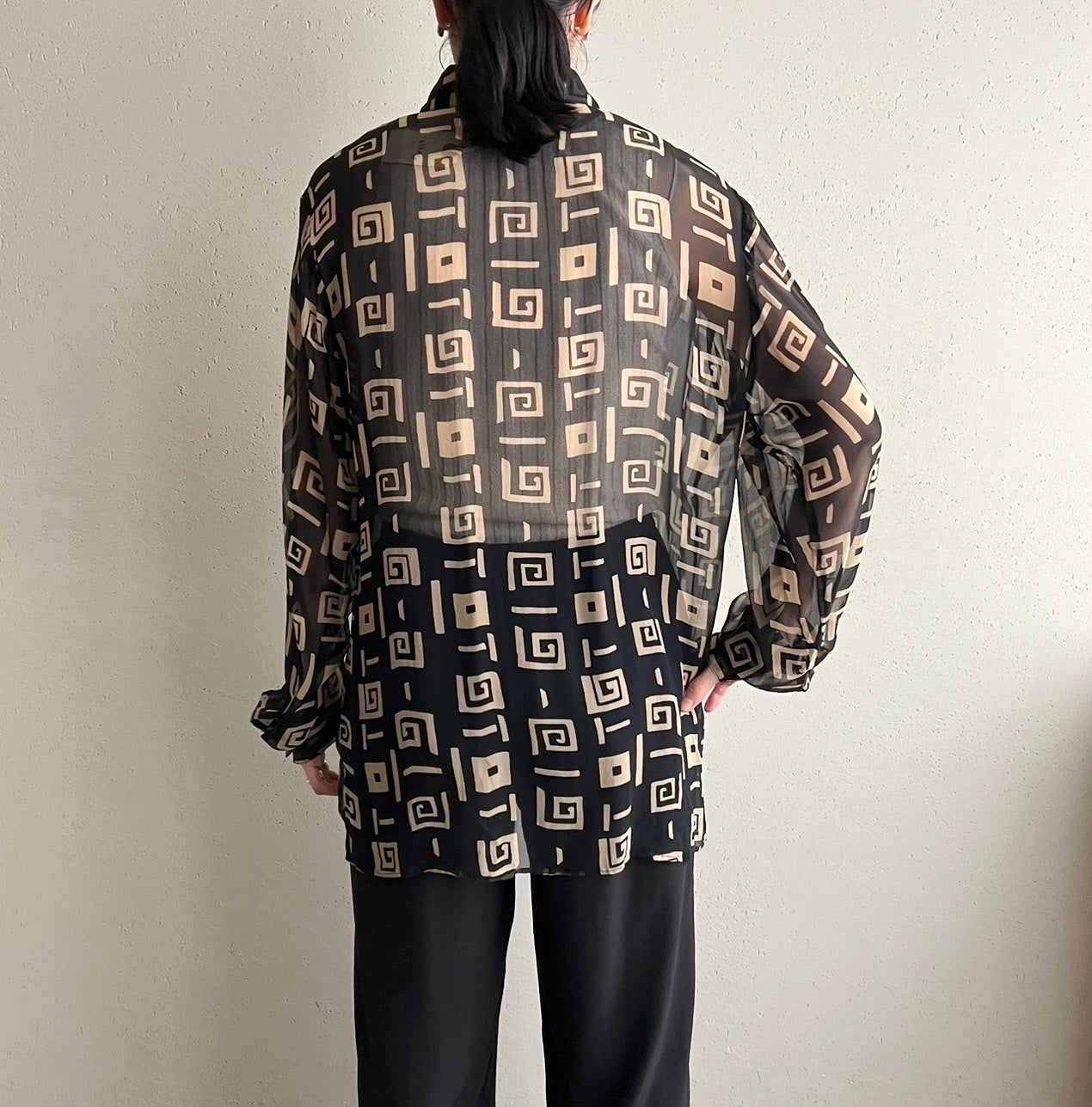 90s Silk Printed Sheer Shirt