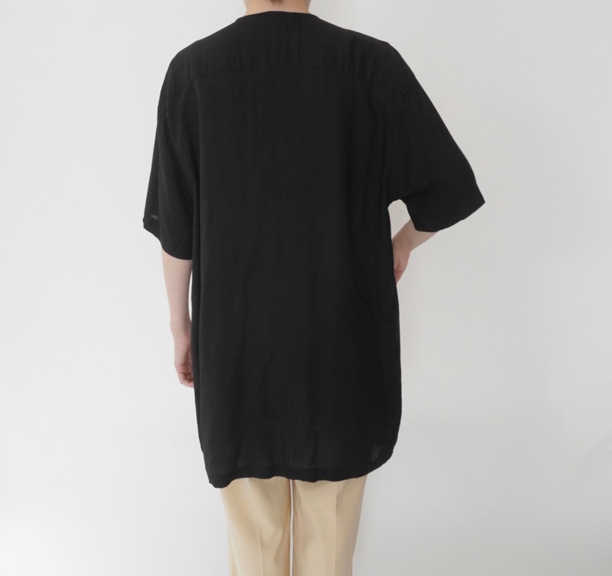 90s Black Long Blouse