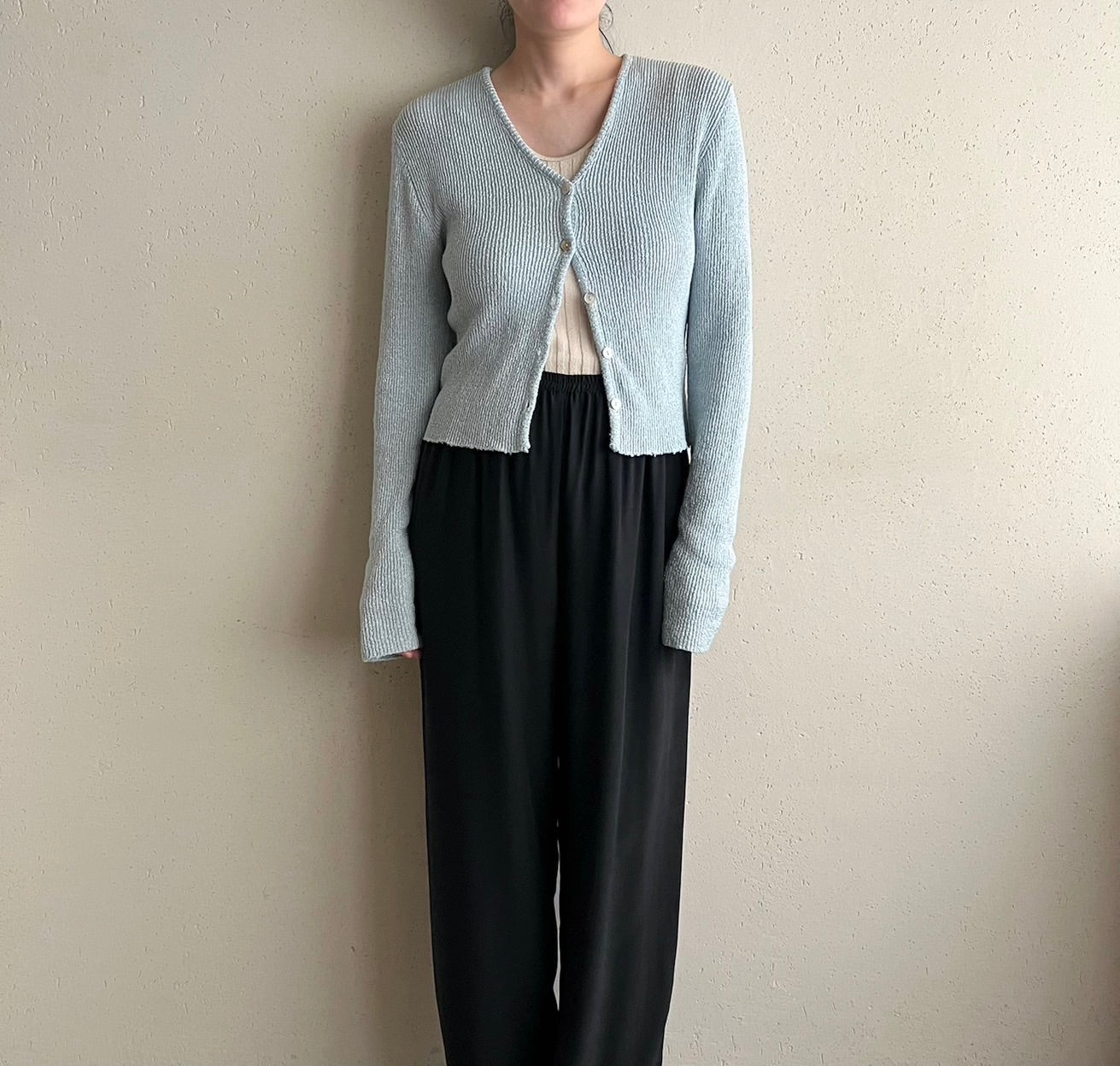 90s Ribbed Cardigan Made in USA
