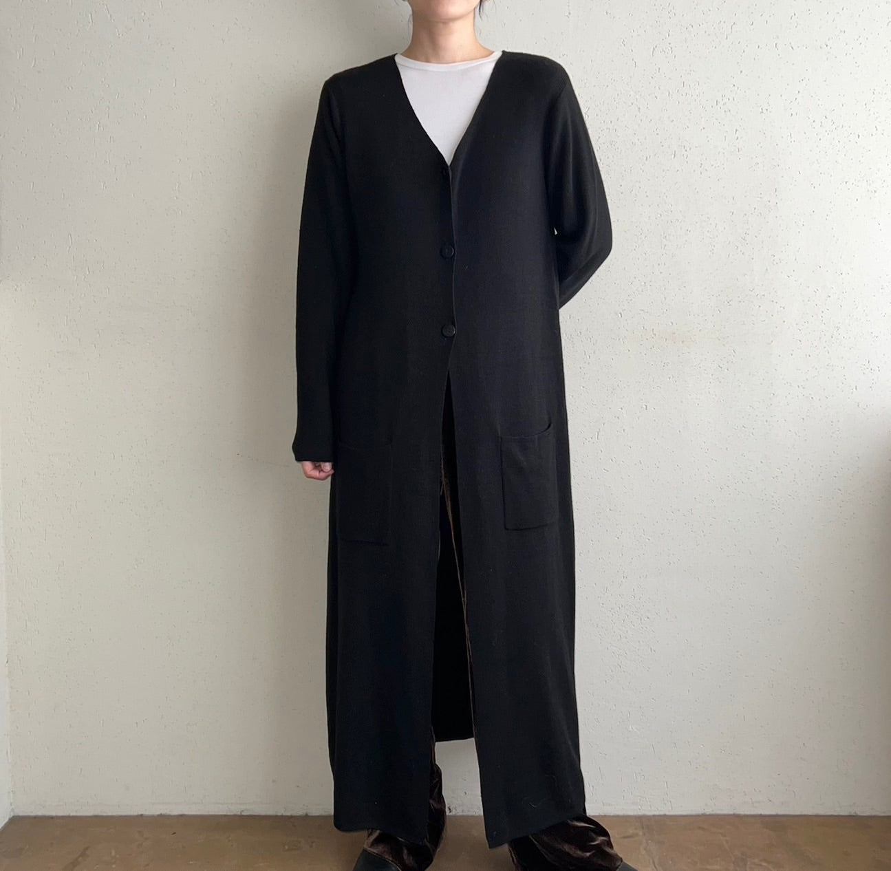 90s Black Long Cardigan