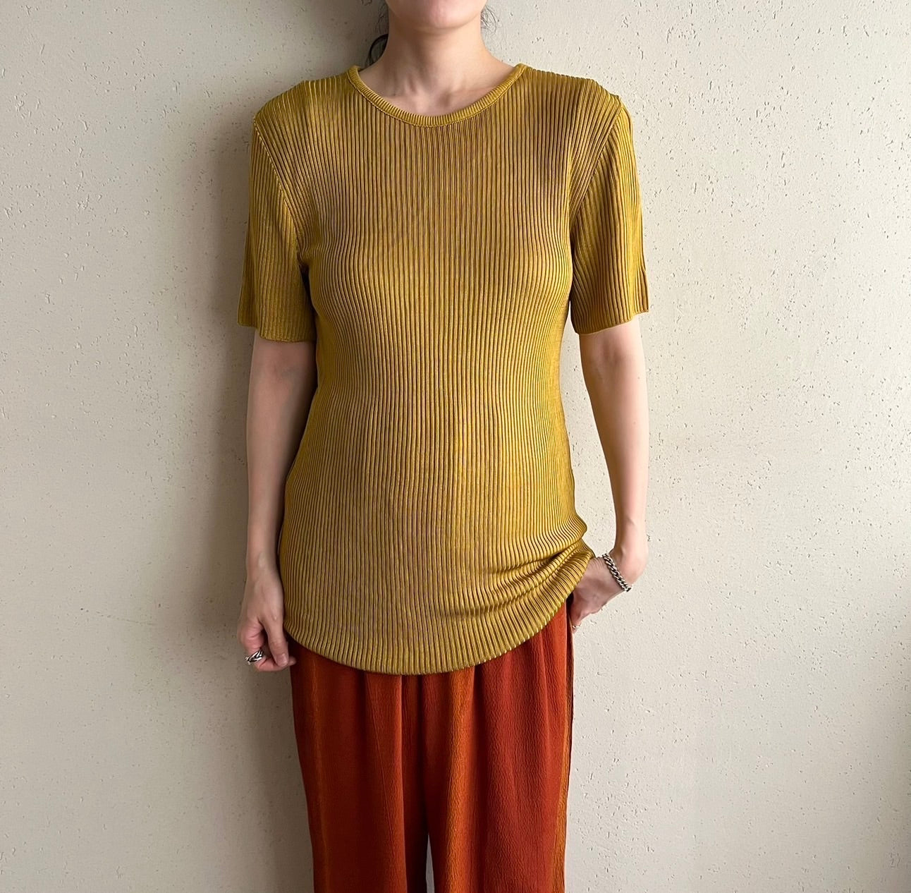 90s Ribbed Long Top Made in USA