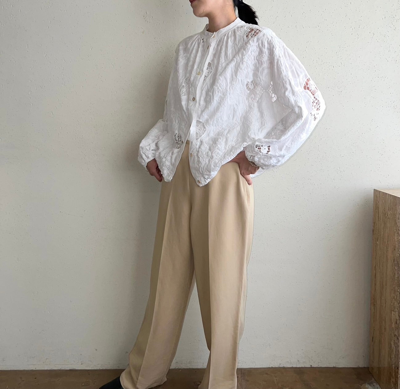 White Cut Lace Blouse
