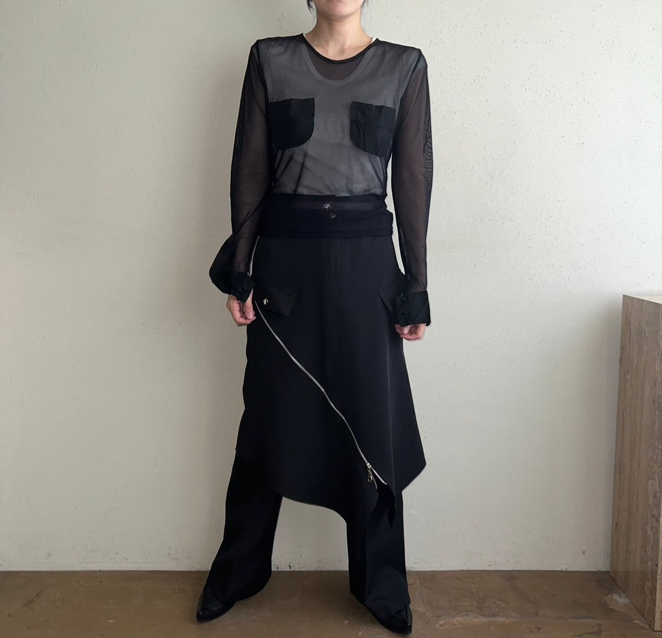 90s Zipped Design Skirt Made in France