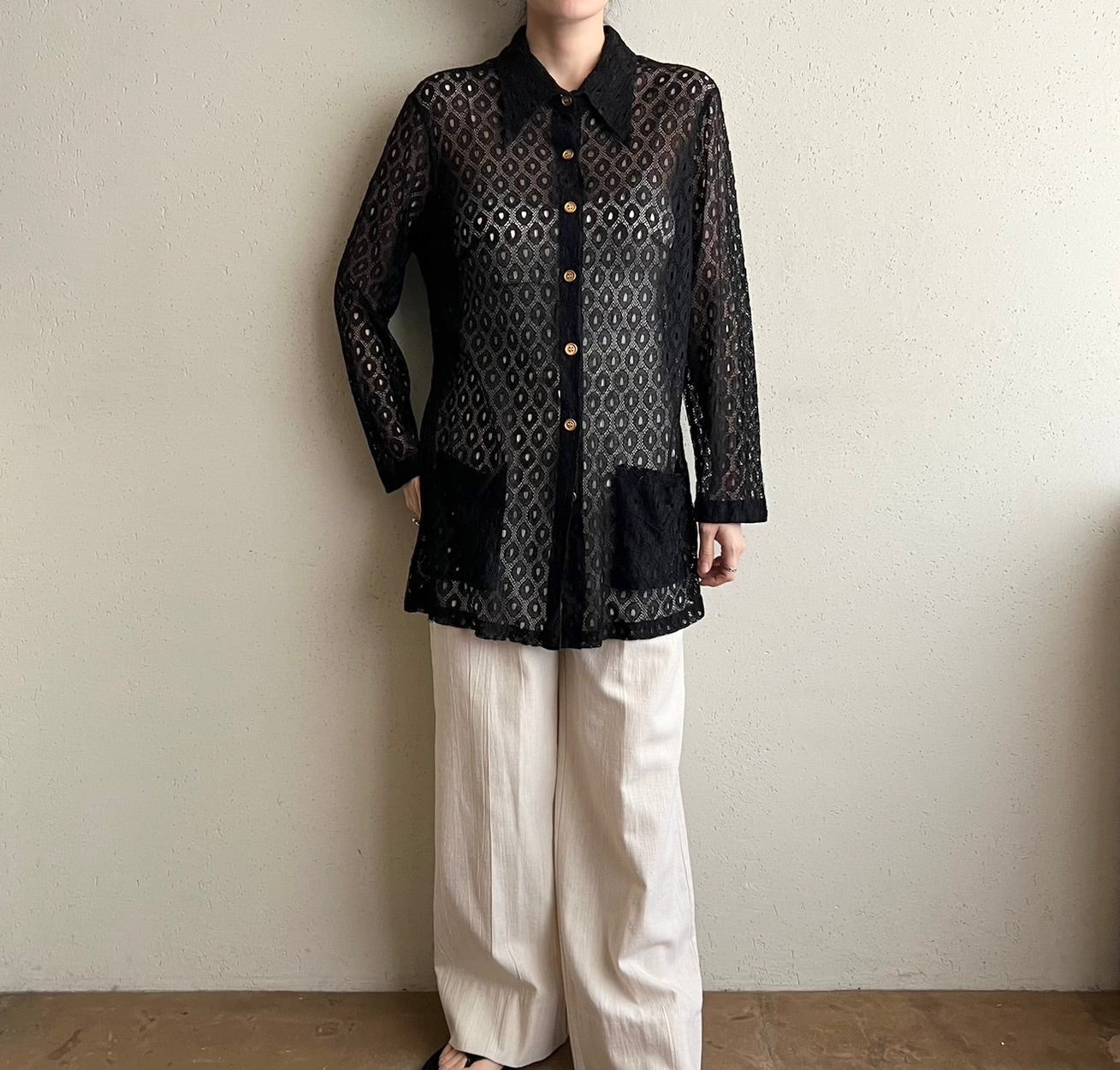 70s Black Mesh Shirt