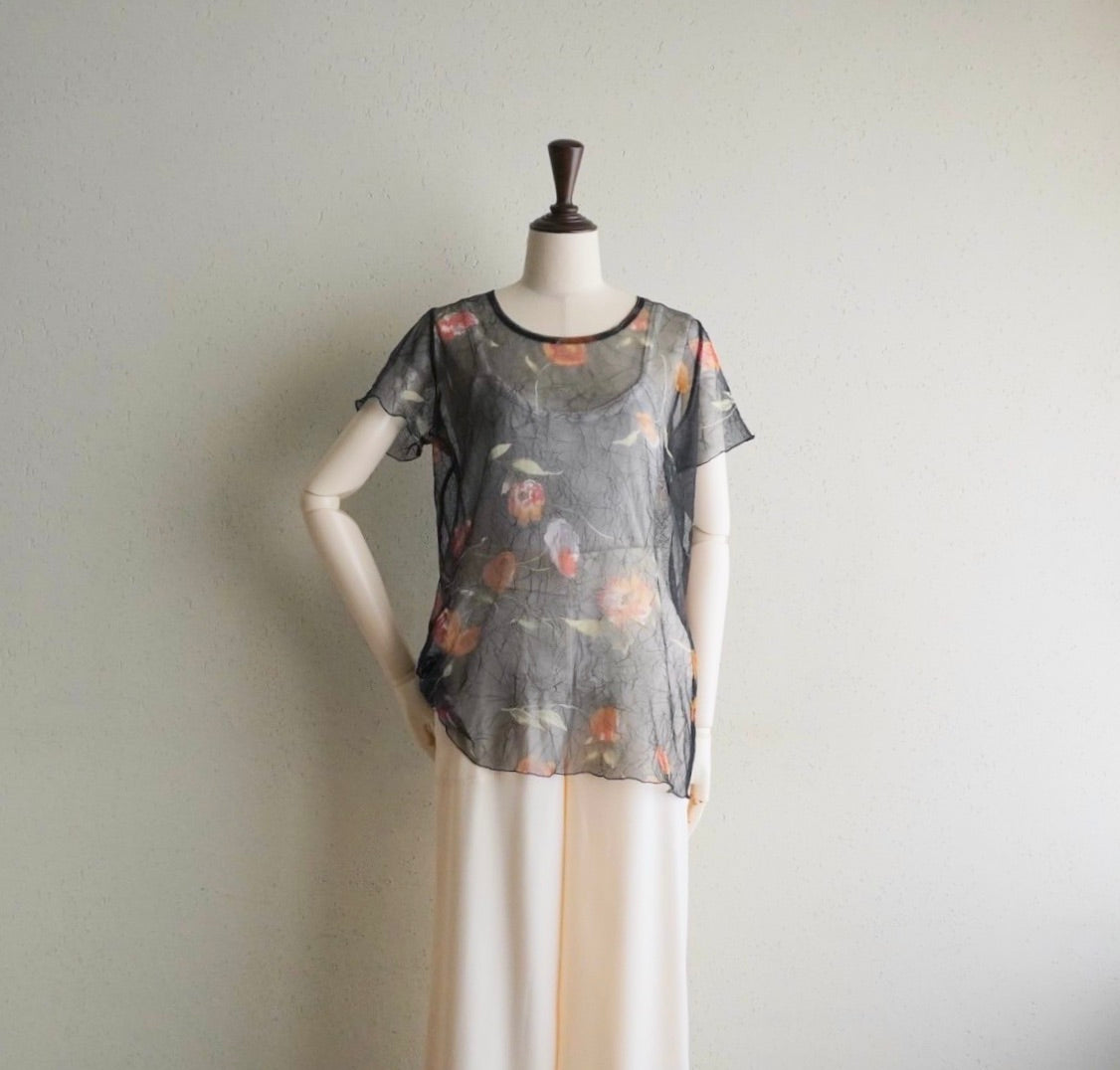 90s Printed Sheer Top