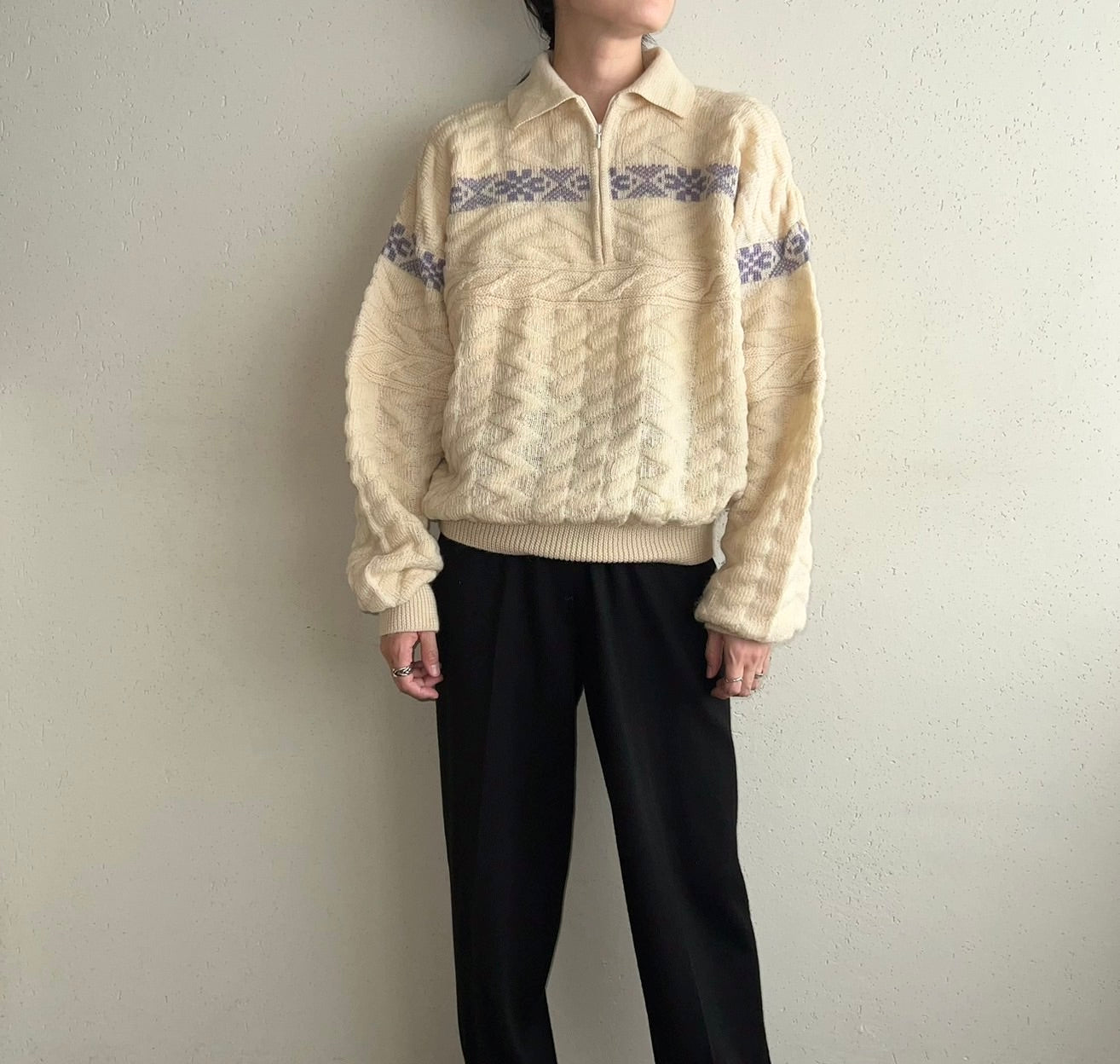 80s Zipped Wool Knit Made in Italy