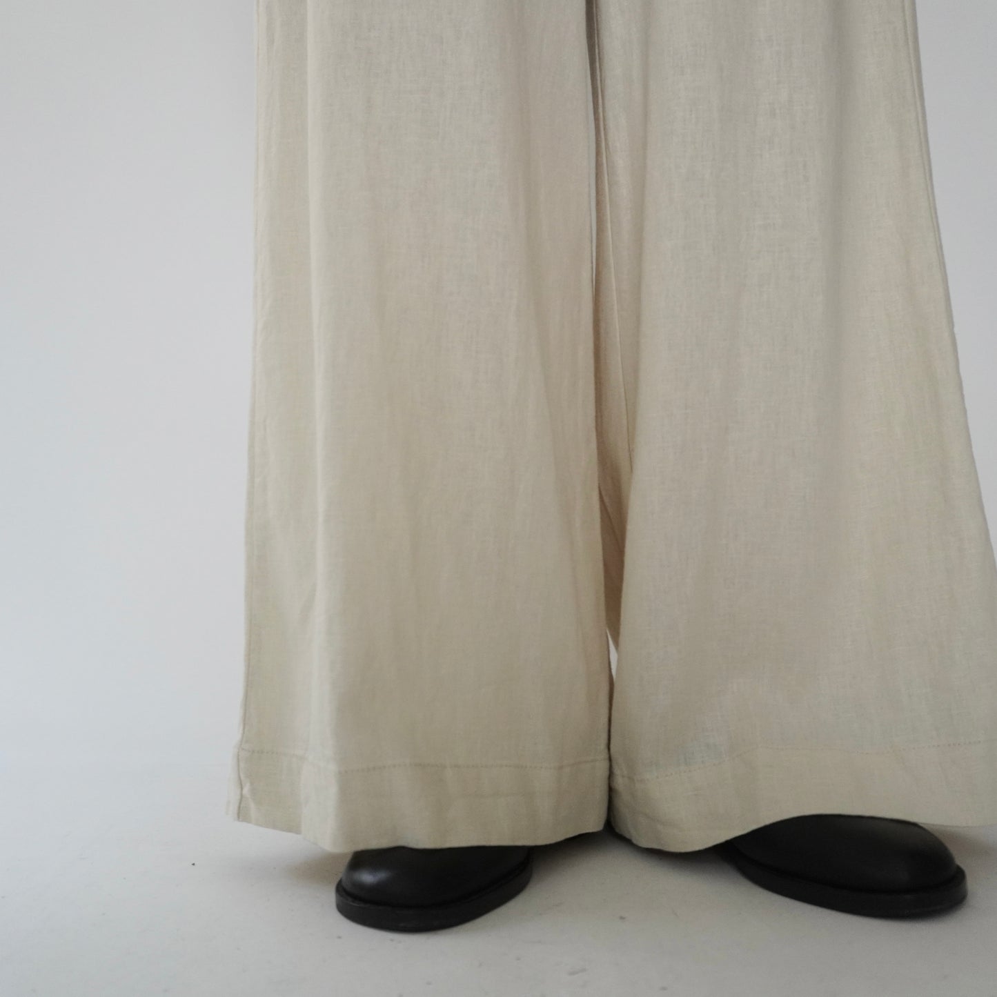 Ivory Linen Wide Pants