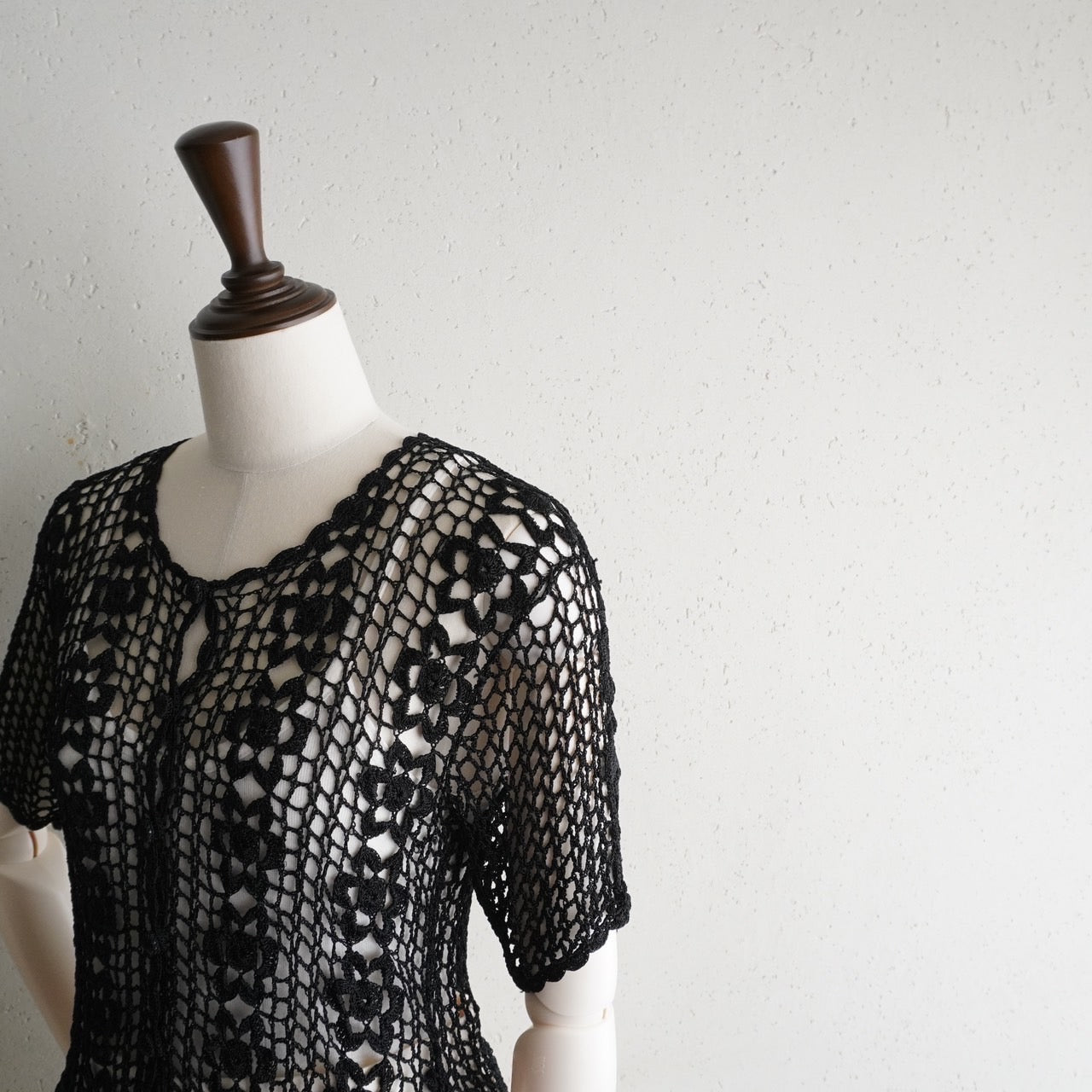 90s Black Crochet Top